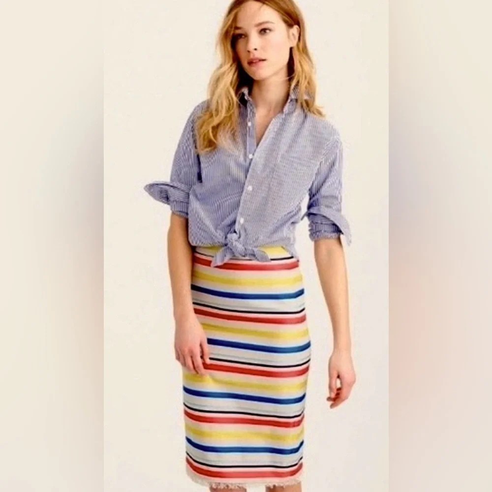 J.CREW jacquard colorful stripped pencil skirt